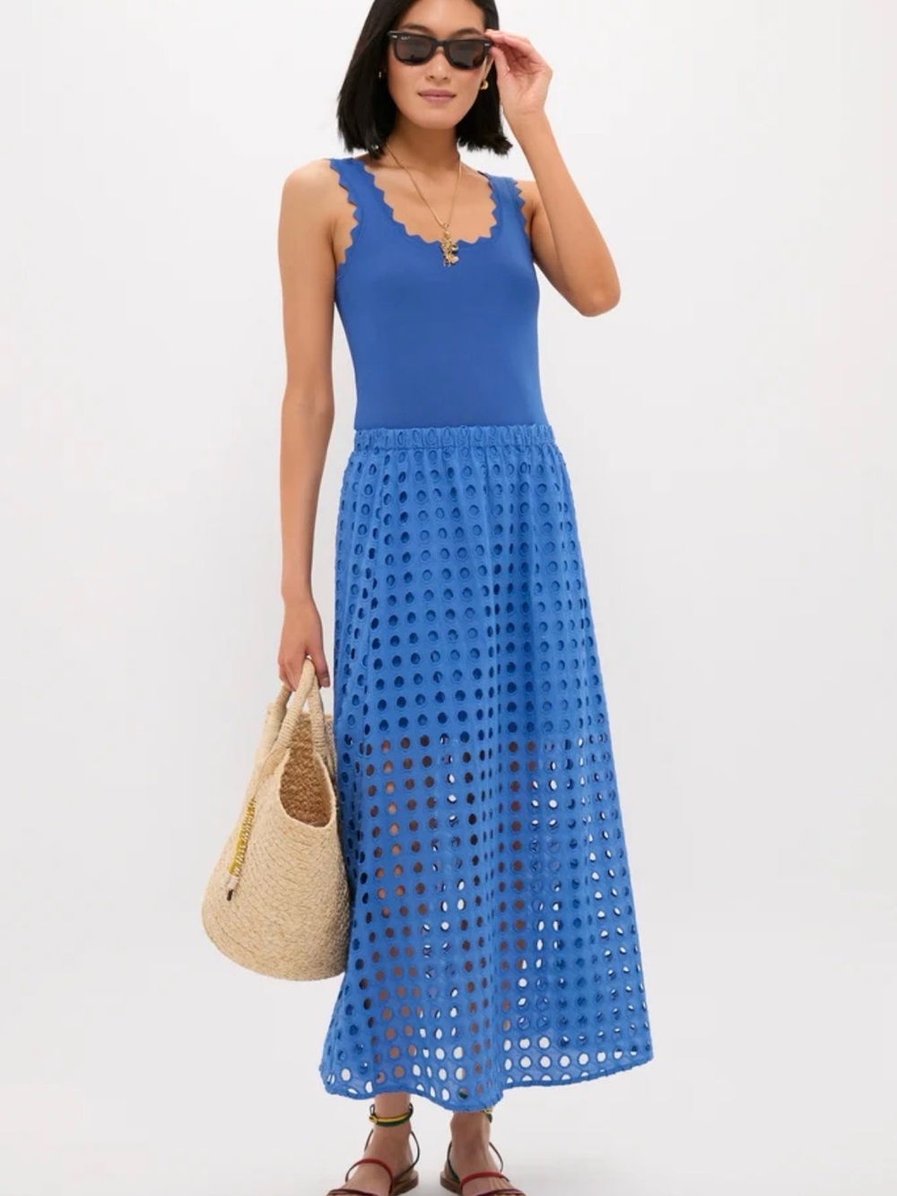Tuckernuck Cobalt Eyelet Maxi Skirt - Picture 2 of 9